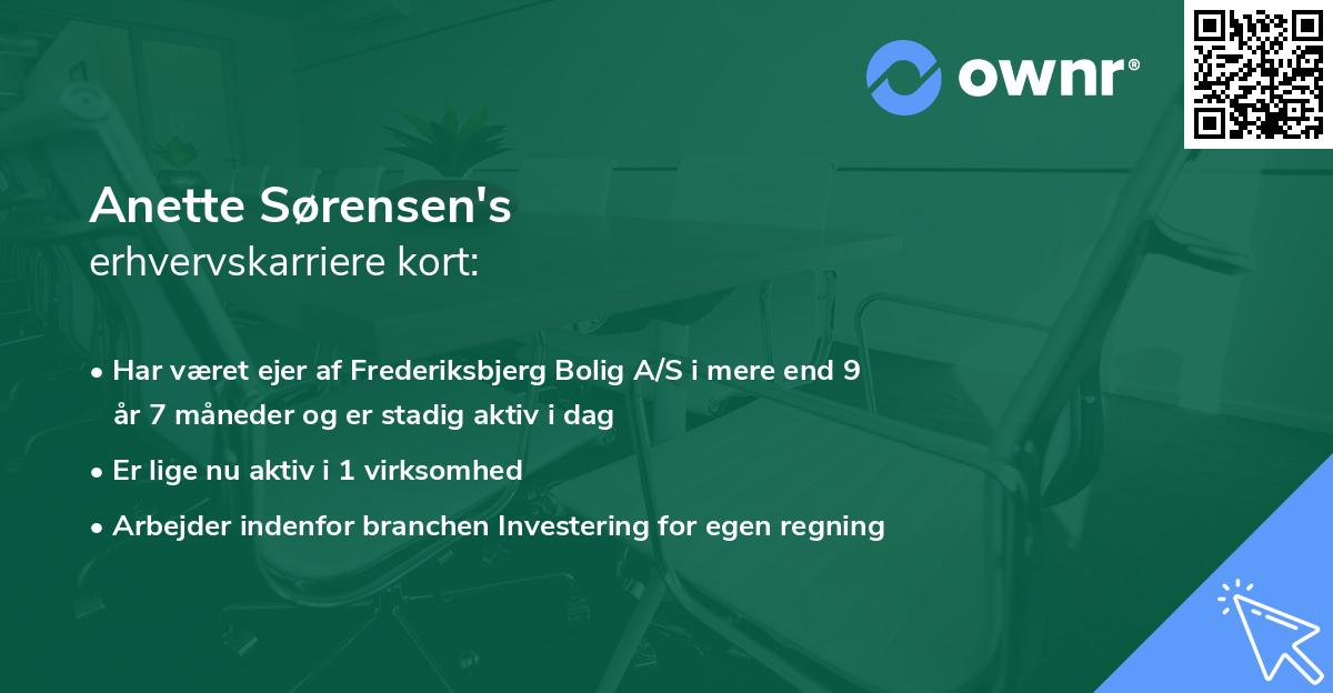 Anette Sørensen's erhvervskarriere kort