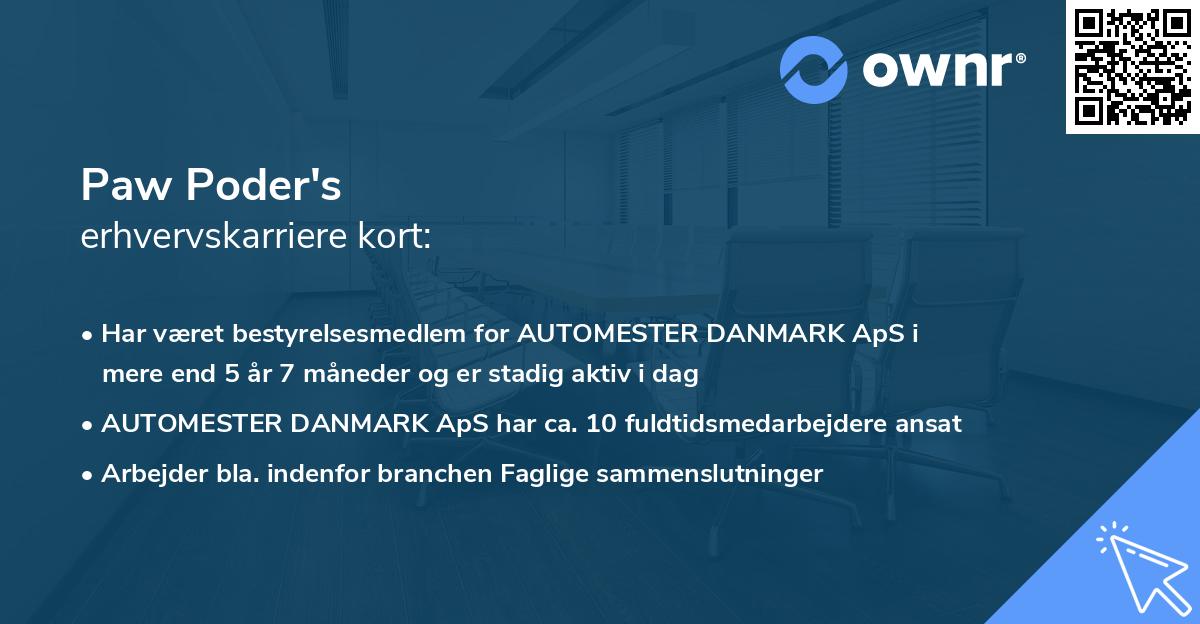 Paw Poder's erhvervskarriere kort