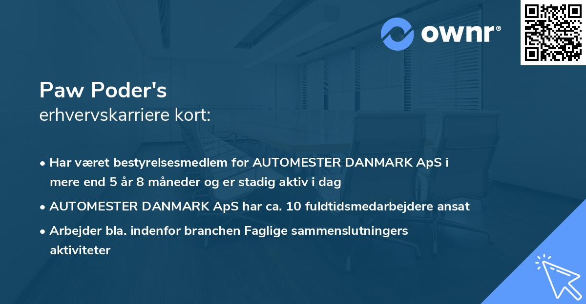 Paw Poder's erhvervskarriere kort