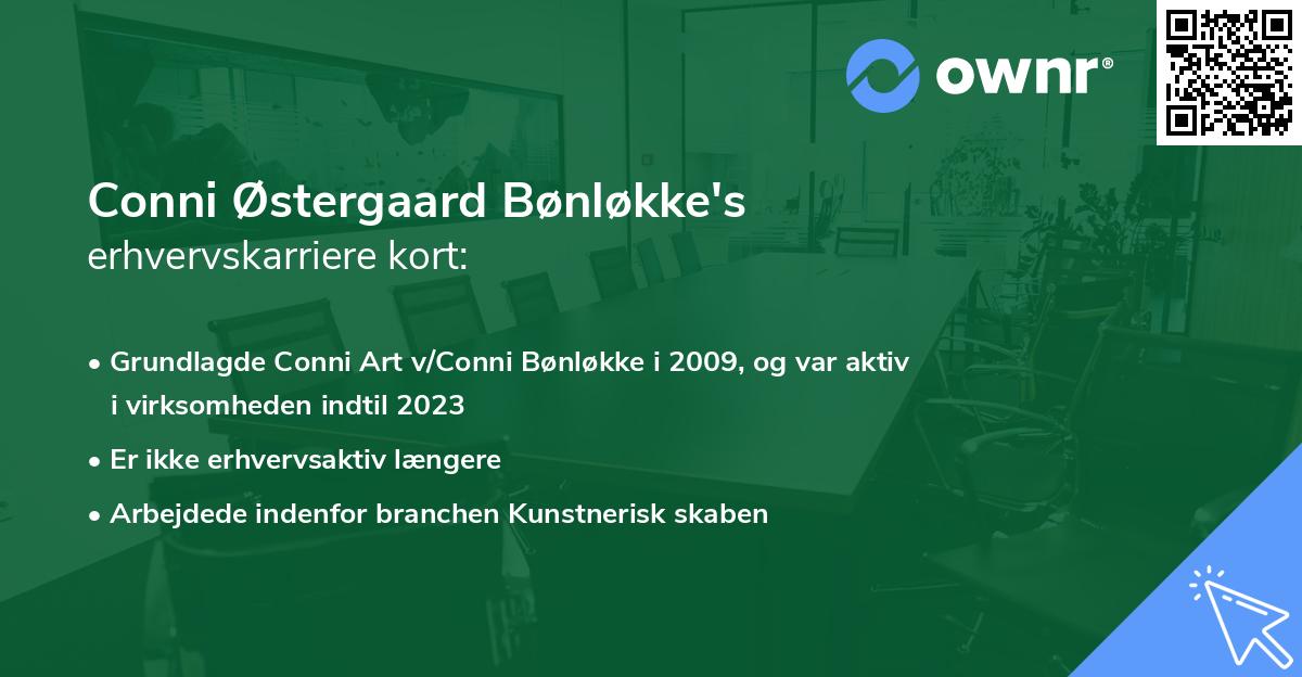 Conni Østergaard Bønløkke's erhvervskarriere kort