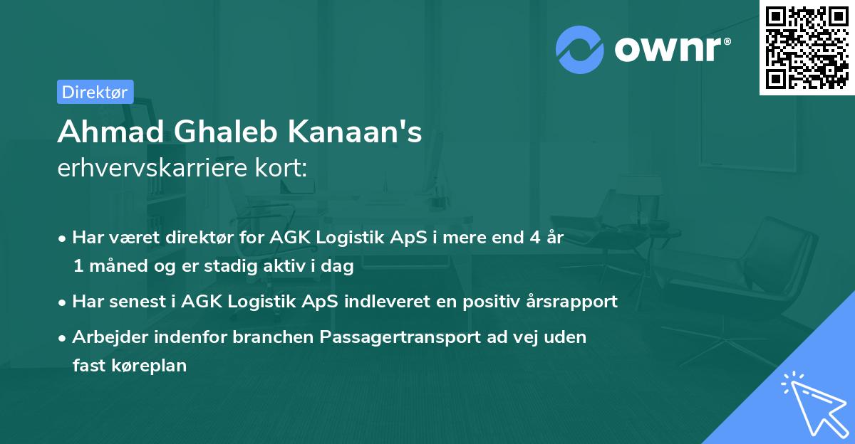 Ahmad Ghaleb Kanaan's erhvervskarriere kort