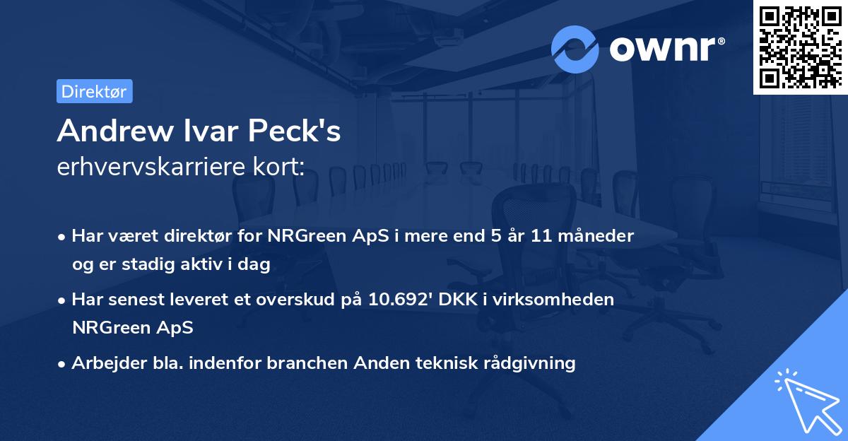 Andrew Ivar Peck's erhvervskarriere kort