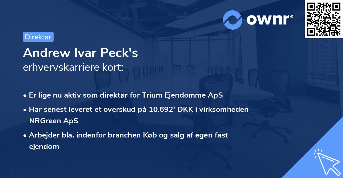 Andrew Ivar Peck's erhvervskarriere kort
