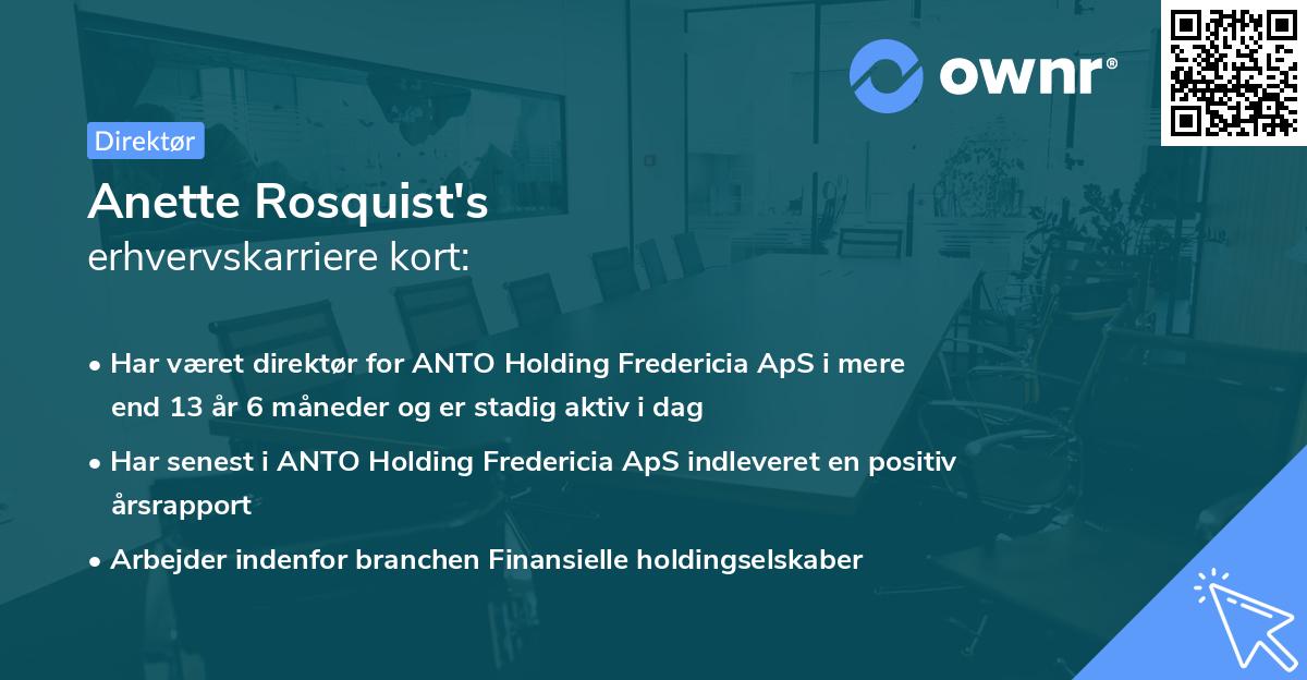 Anette Rosquist's erhvervskarriere kort