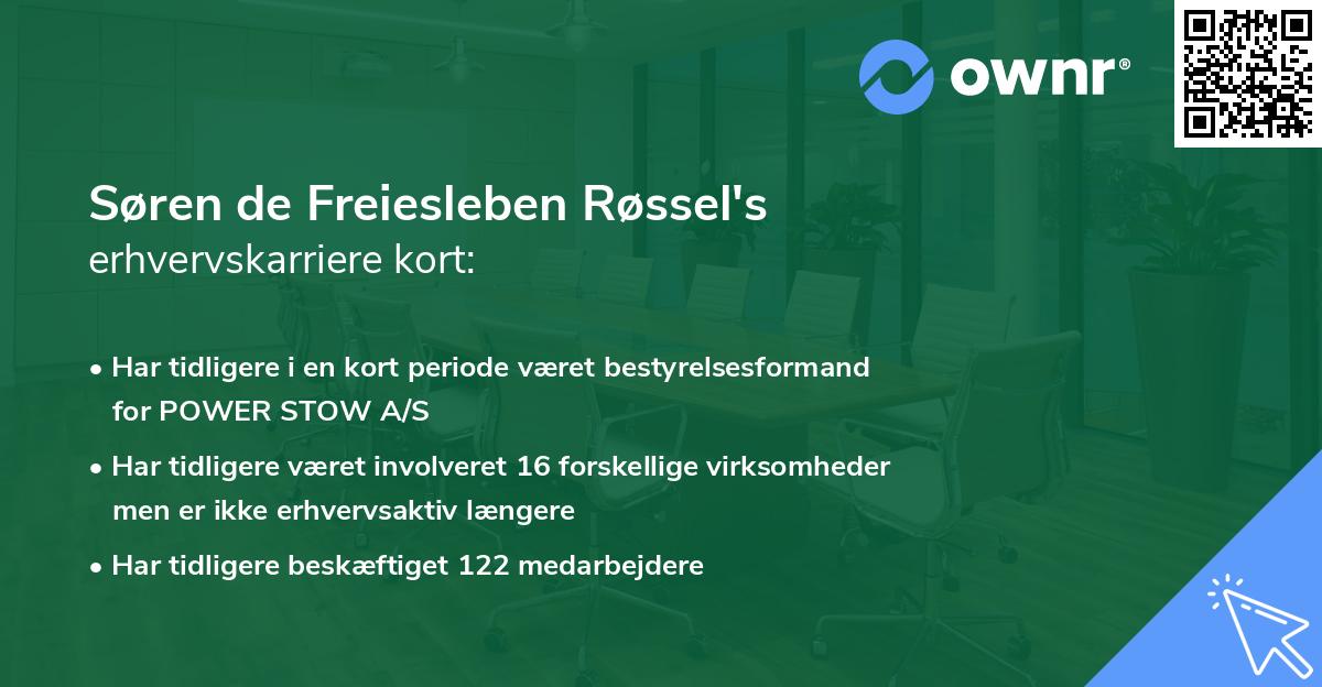 Søren de Freiesleben Røssel's erhvervskarriere kort