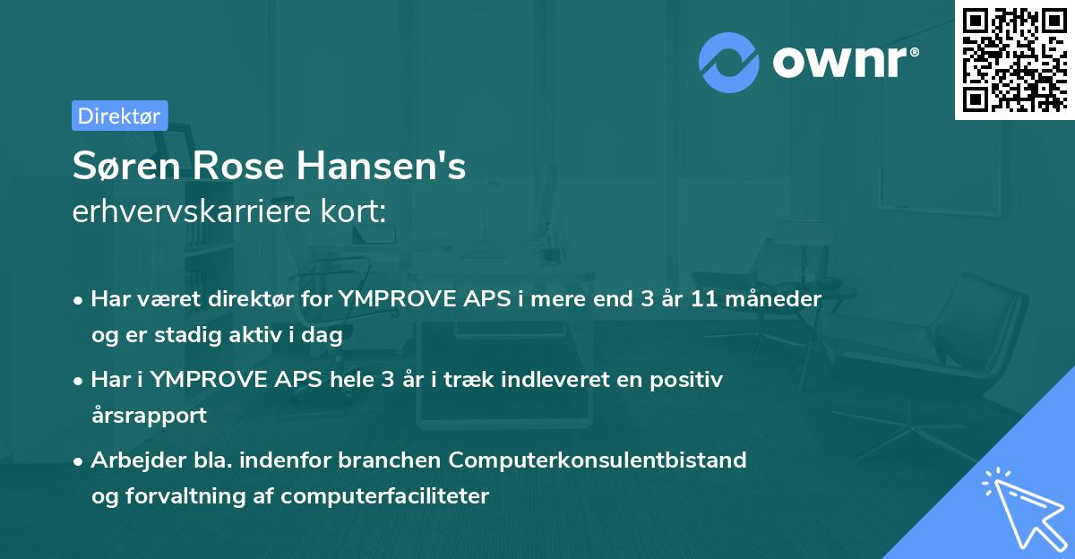 Søren Rose Hansen's erhvervskarriere kort