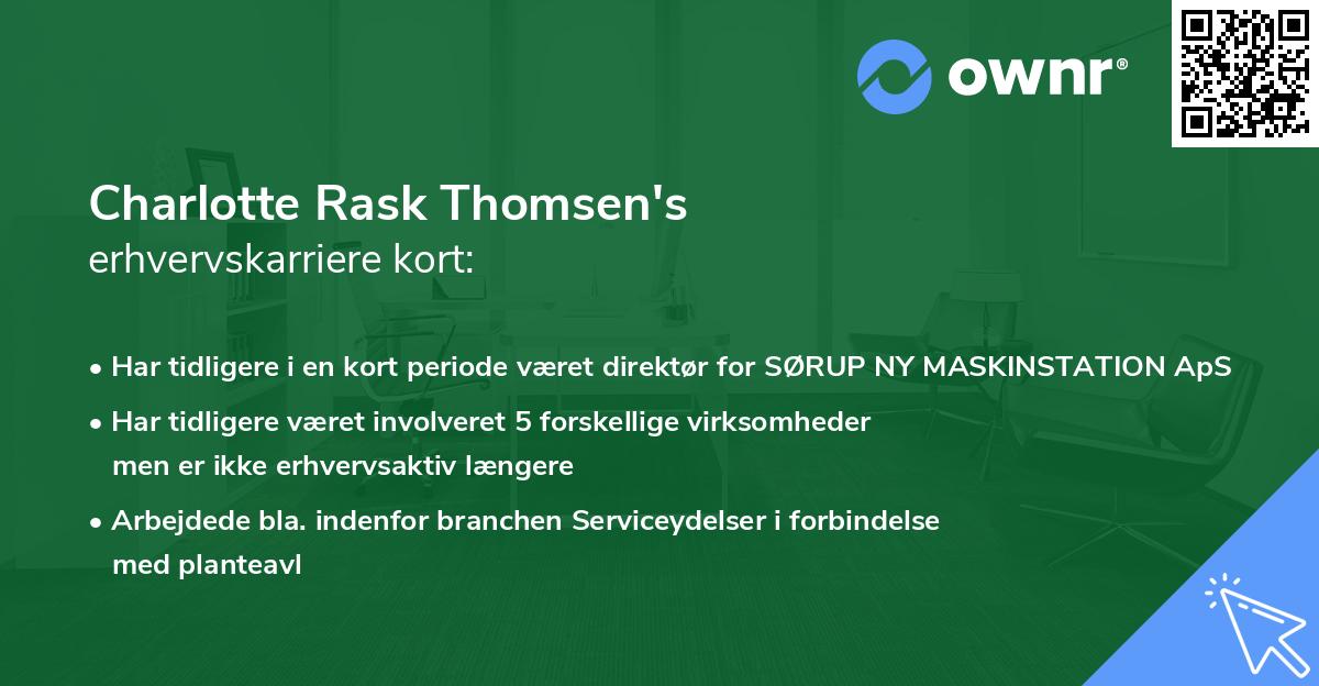 Charlotte Rask Thomsen's erhvervskarriere kort