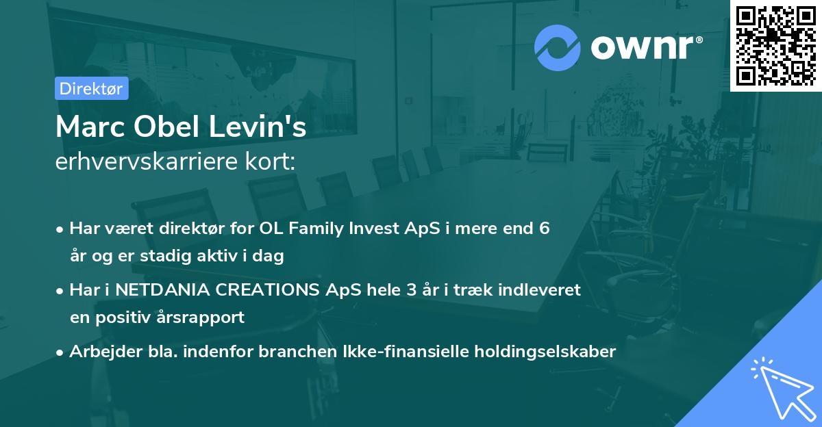 Marc Obel Levin's erhvervskarriere kort