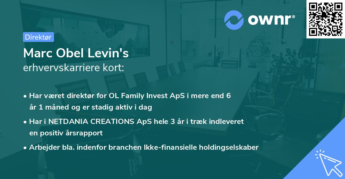 Marc Obel Levin's erhvervskarriere kort