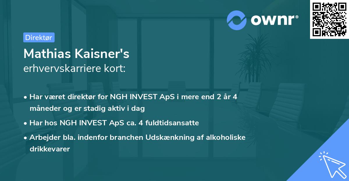 Mathias Kaisner's erhvervskarriere kort