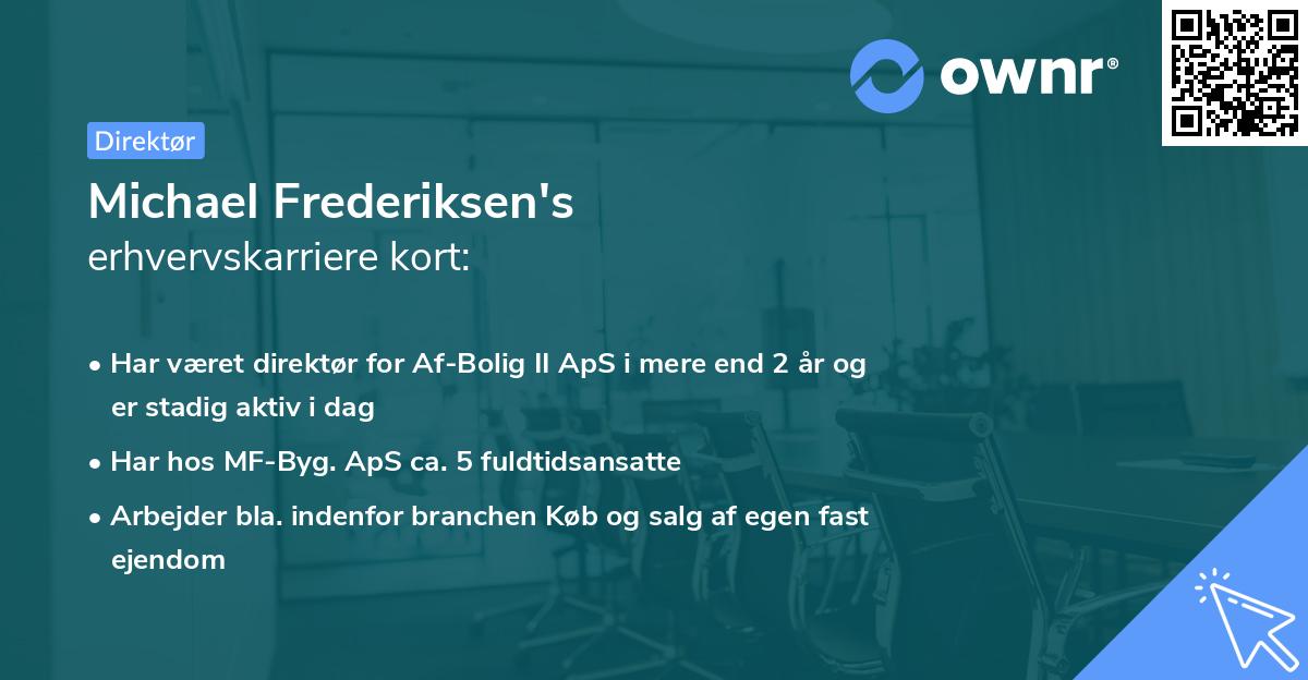 Michael Frederiksen's erhvervskarriere kort