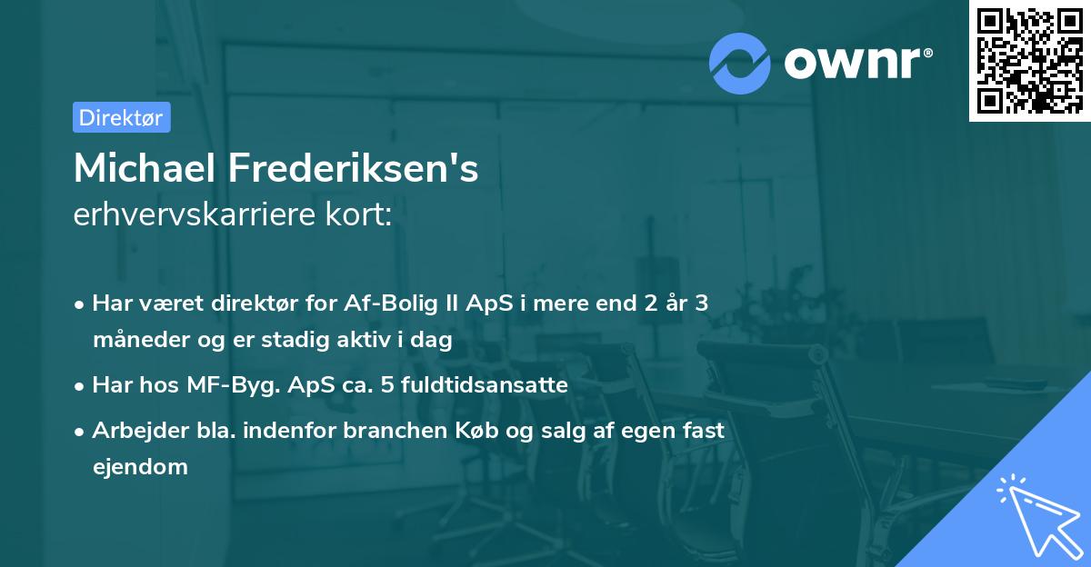 Michael Frederiksen's erhvervskarriere kort