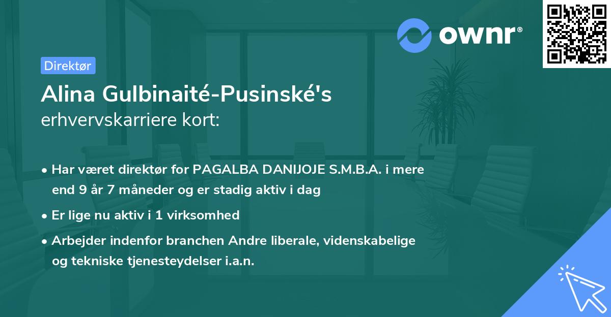 Alina Gulbinaité-Pusinské's erhvervskarriere kort