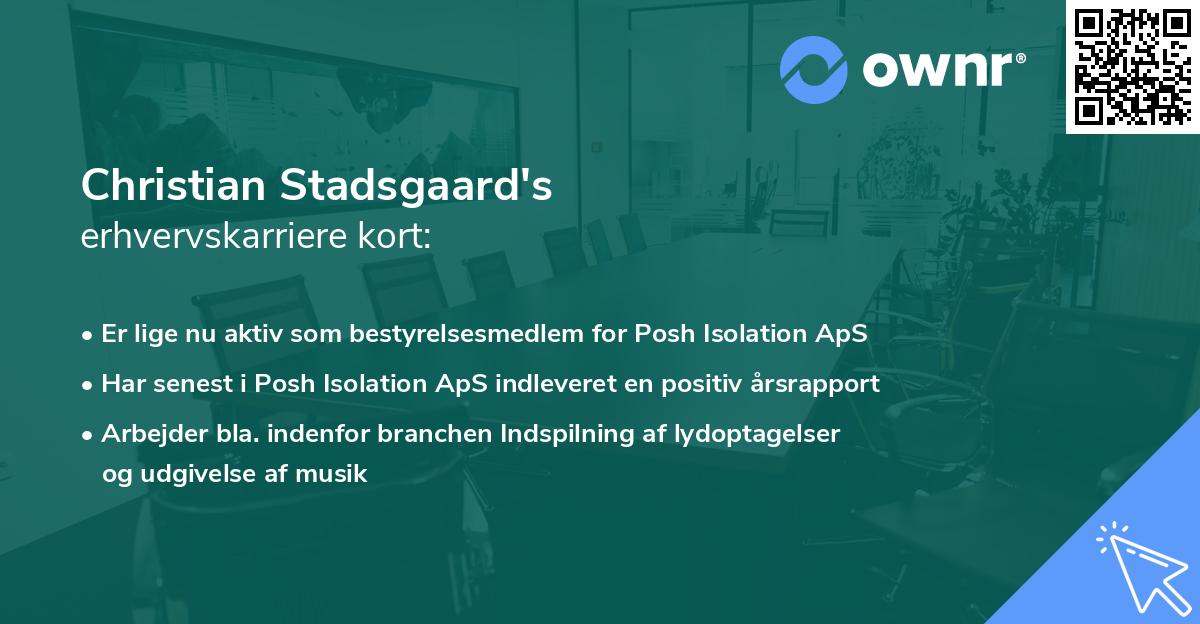 Christian Stadsgaard's erhvervskarriere kort
