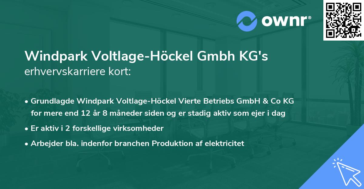 Windpark Voltlage-Höckel Gmbh KG's erhvervskarriere kort