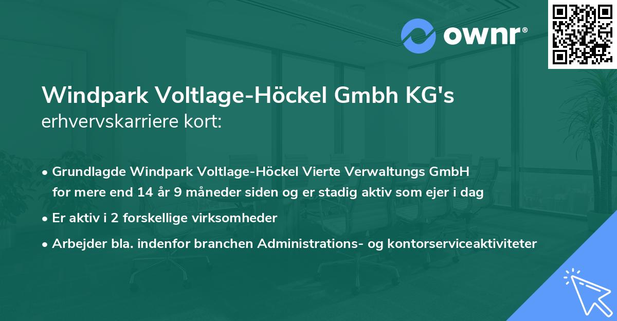 Windpark Voltlage-Höckel Gmbh KG's erhvervskarriere kort