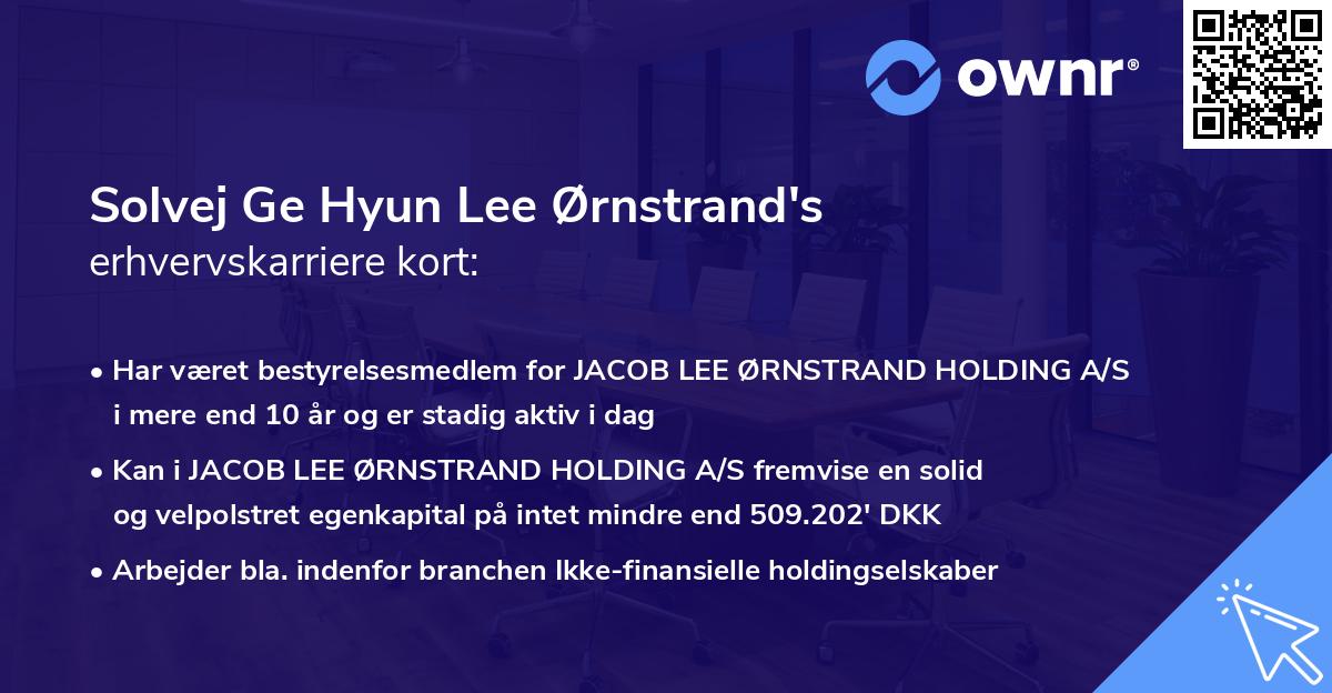 Solvej Ge Hyun Lee Ørnstrand's erhvervskarriere kort