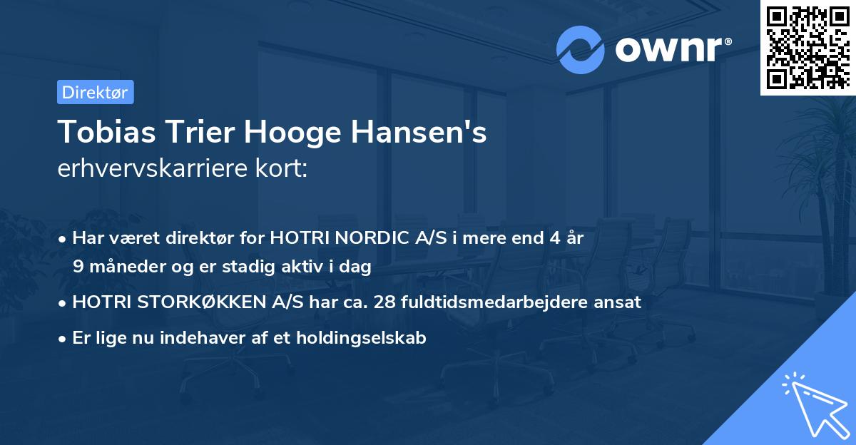 Tobias Trier Hooge Hansen's erhvervskarriere kort