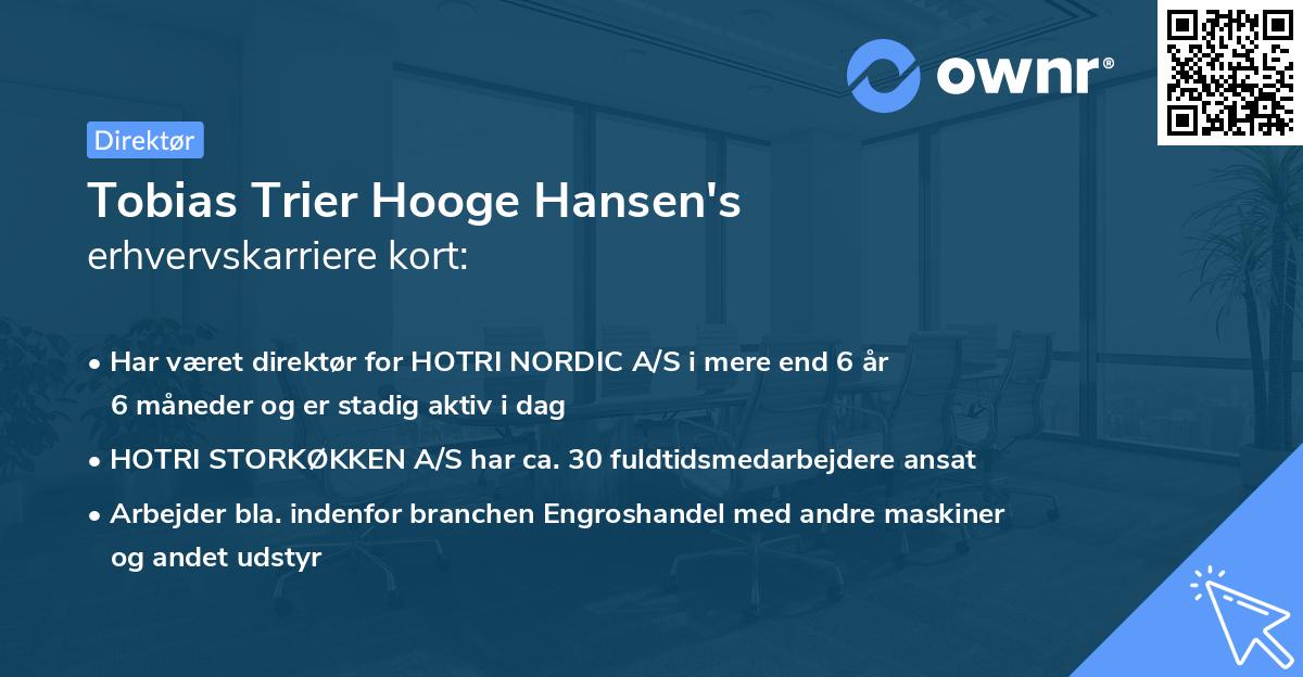 Tobias Trier Hooge Hansen's erhvervskarriere kort