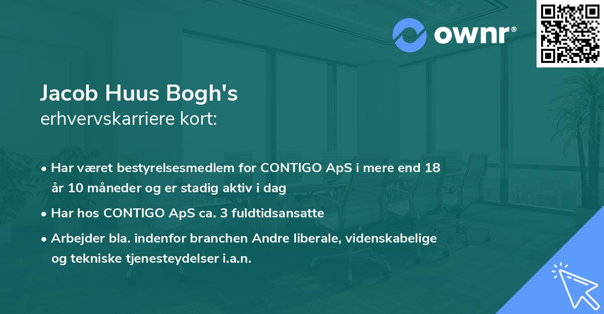 Jacob Huus Bogh's erhvervskarriere kort