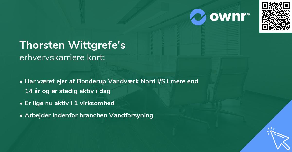 Thorsten Wittgrefe's erhvervskarriere kort