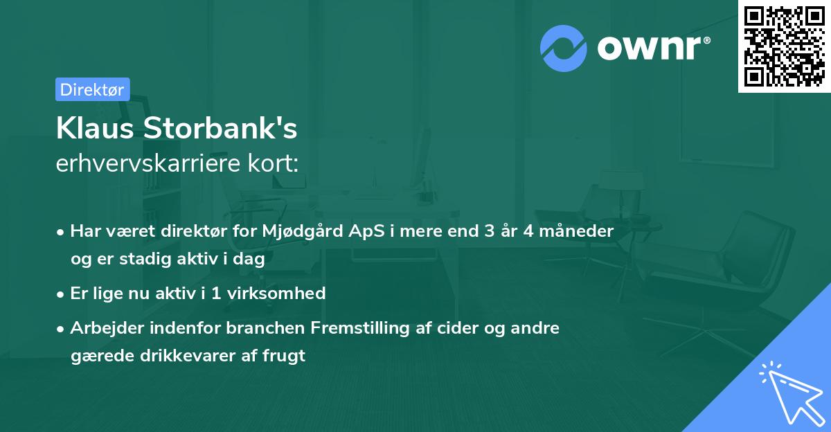 Klaus Storbank's erhvervskarriere kort