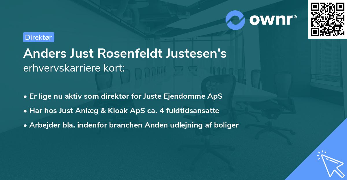 Anders Just Rosenfeldt Justesen's erhvervskarriere kort