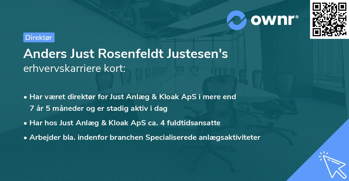 Anders Just Rosenfeldt Justesen's erhvervskarriere kort