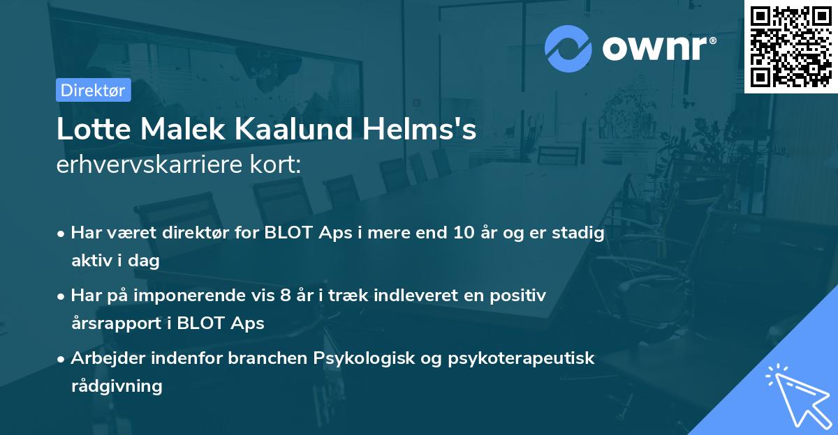 Lotte Malek Kaalund Helms's erhvervskarriere kort