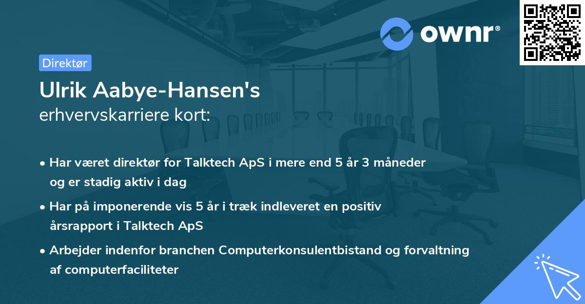 Ulrik Aabye-Hansen's erhvervskarriere kort