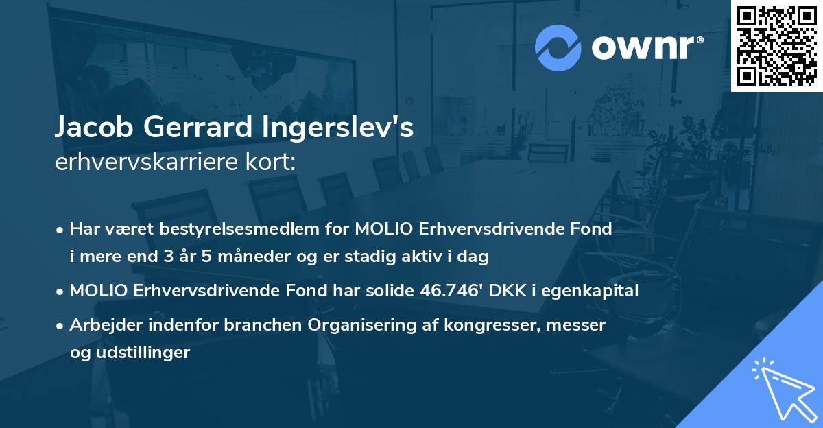 Jacob Gerrard Ingerslev's erhvervskarriere kort