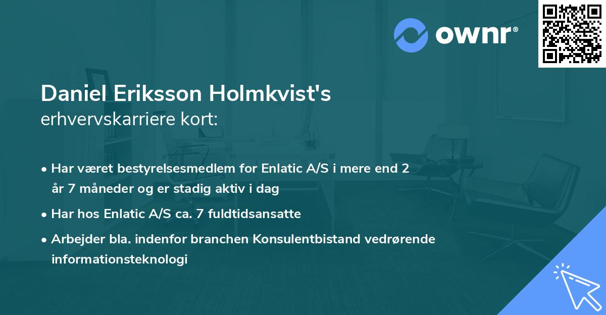 Daniel Eriksson Holmkvist's erhvervskarriere kort