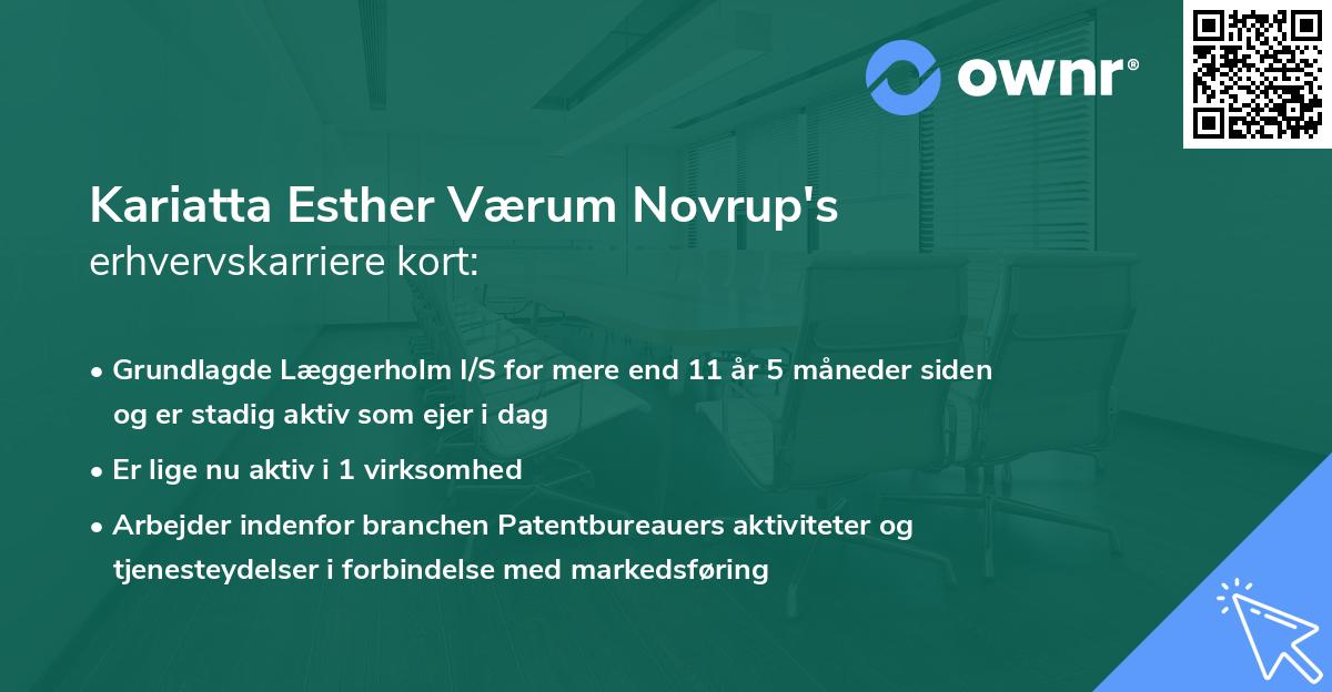 Kariatta Esther Værum Novrup's erhvervskarriere kort