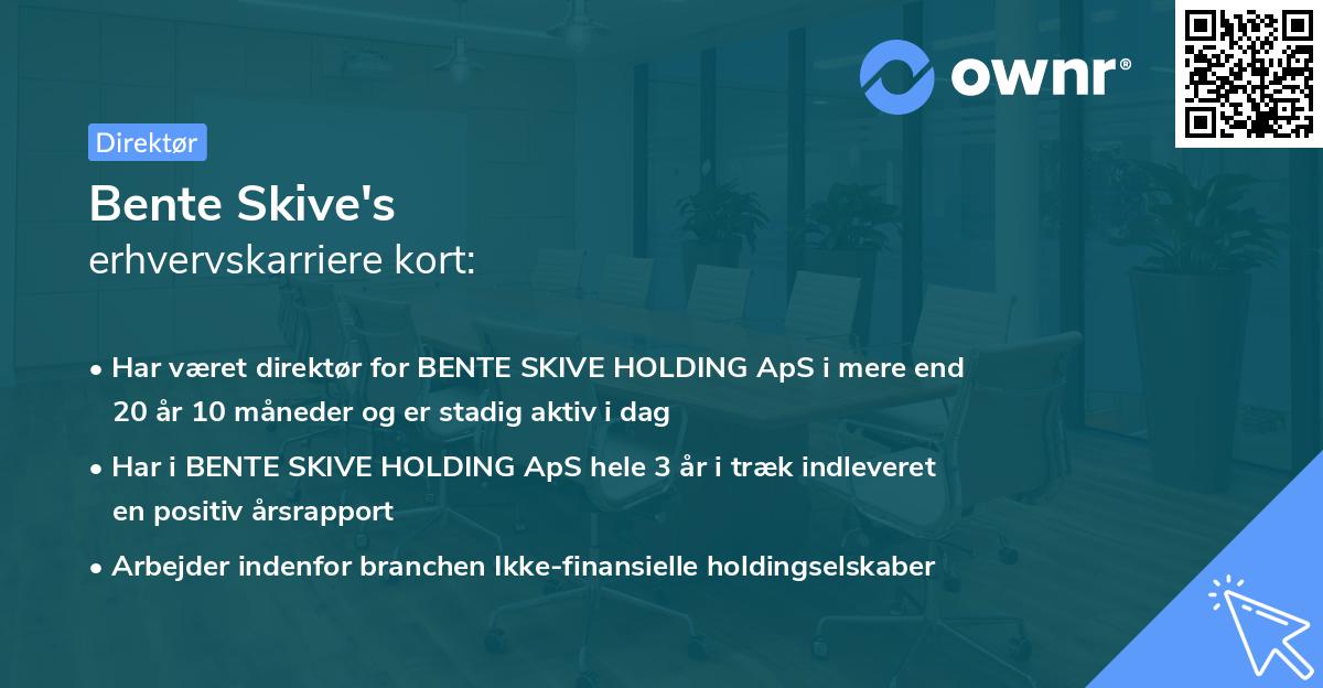 Bente Skive's erhvervskarriere kort