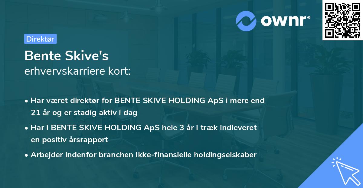 Bente Skive's erhvervskarriere kort