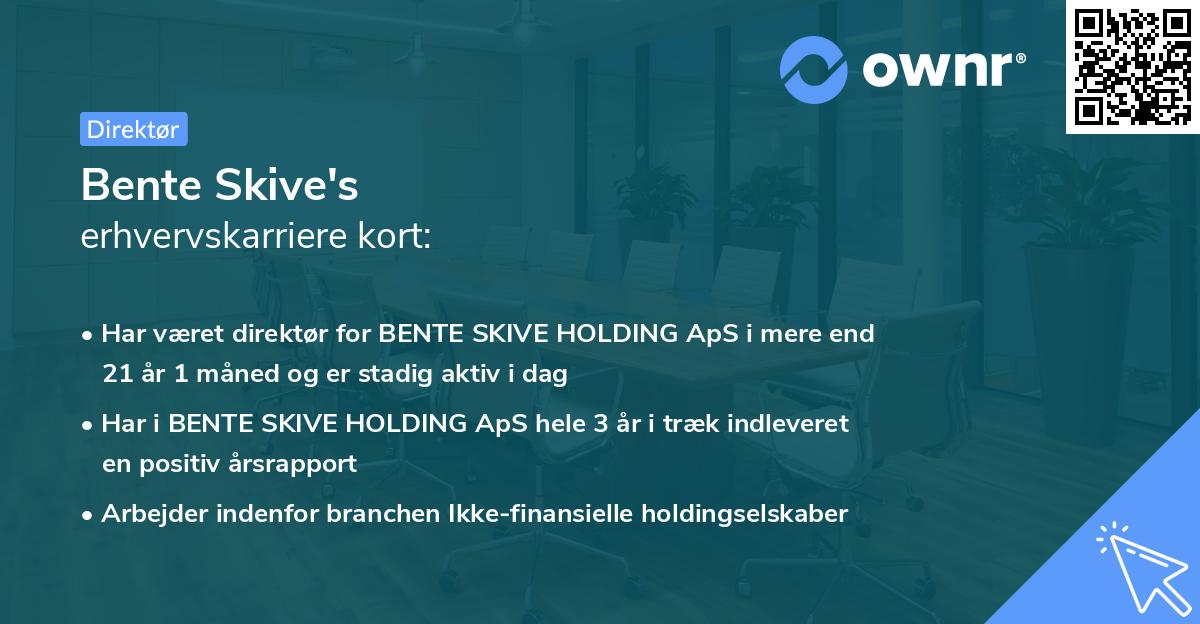 Bente Skive's erhvervskarriere kort