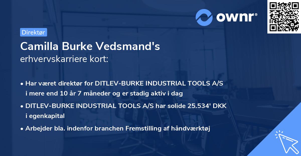 Camilla Burke Vedsmand's erhvervskarriere kort