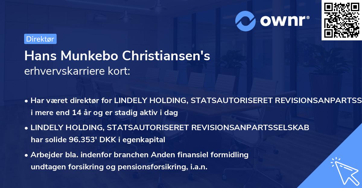 Hans Munkebo Christiansen's erhvervskarriere kort