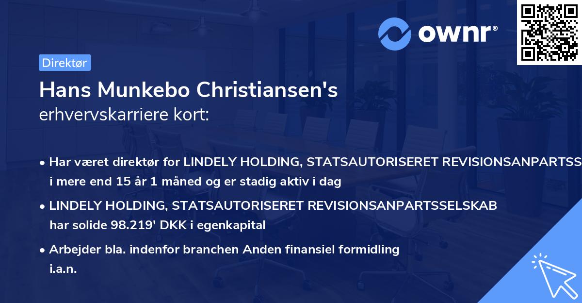 Hans Munkebo Christiansen's erhvervskarriere kort