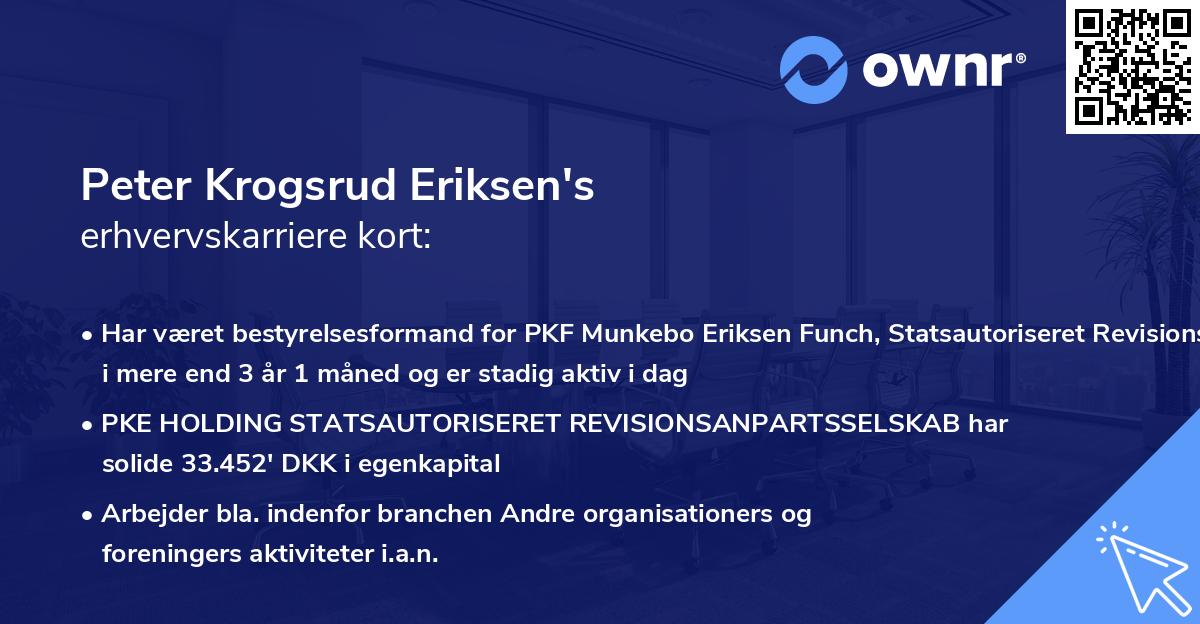 Peter Krogsrud Eriksen's erhvervskarriere kort