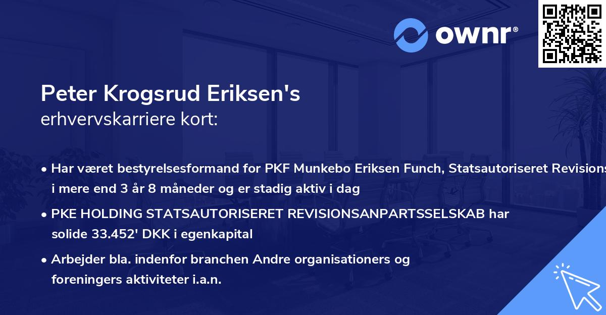 Peter Krogsrud Eriksen's erhvervskarriere kort