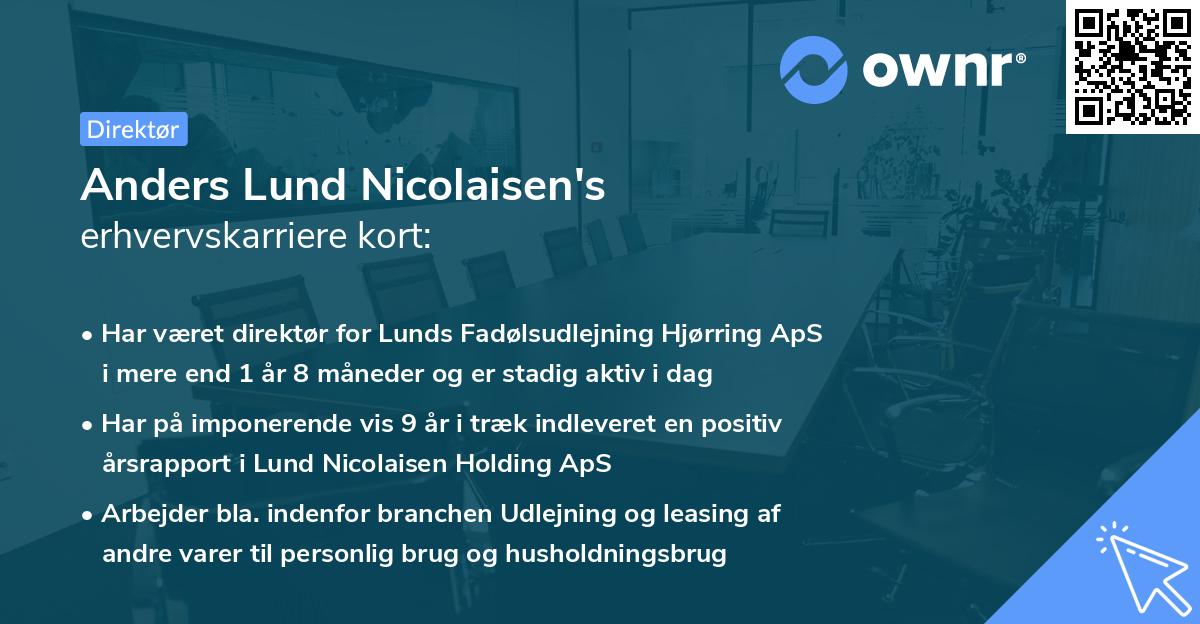 Anders Lund Nicolaisen's erhvervskarriere kort
