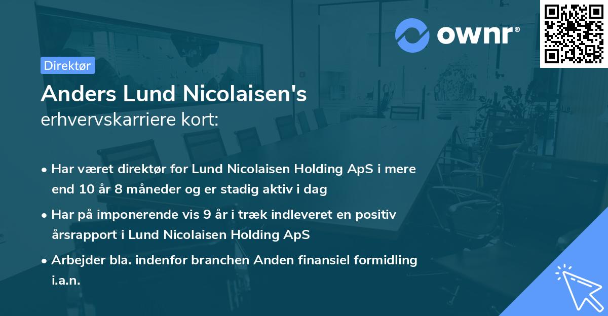 Anders Lund Nicolaisen's erhvervskarriere kort
