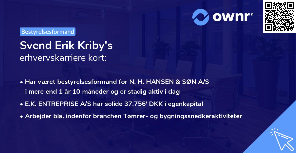 Svend Erik Kriby's erhvervskarriere kort