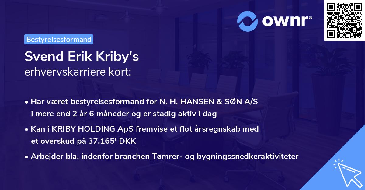 Svend Erik Kriby's erhvervskarriere kort