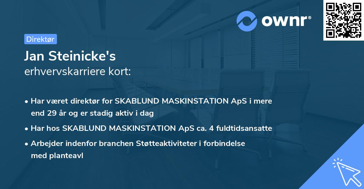 Jan Steinicke's erhvervskarriere kort