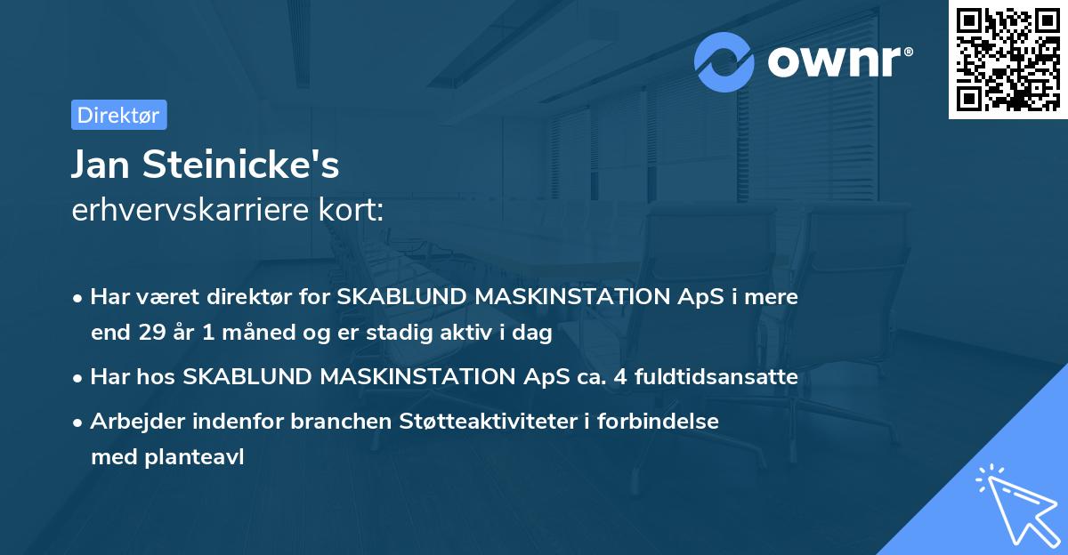 Jan Steinicke's erhvervskarriere kort