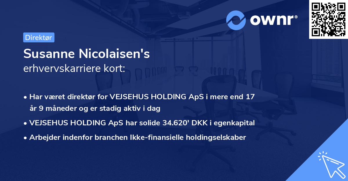 Susanne Nicolaisen's erhvervskarriere kort