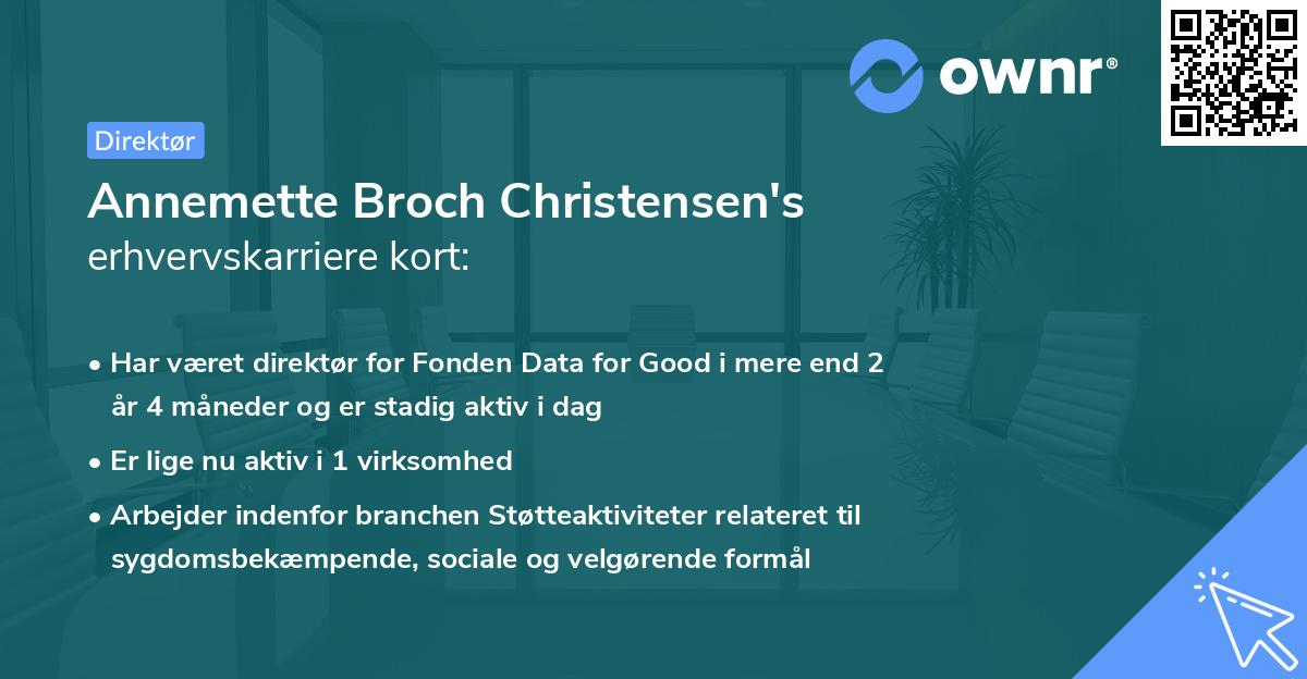 Annemette Broch Christensen's erhvervskarriere kort