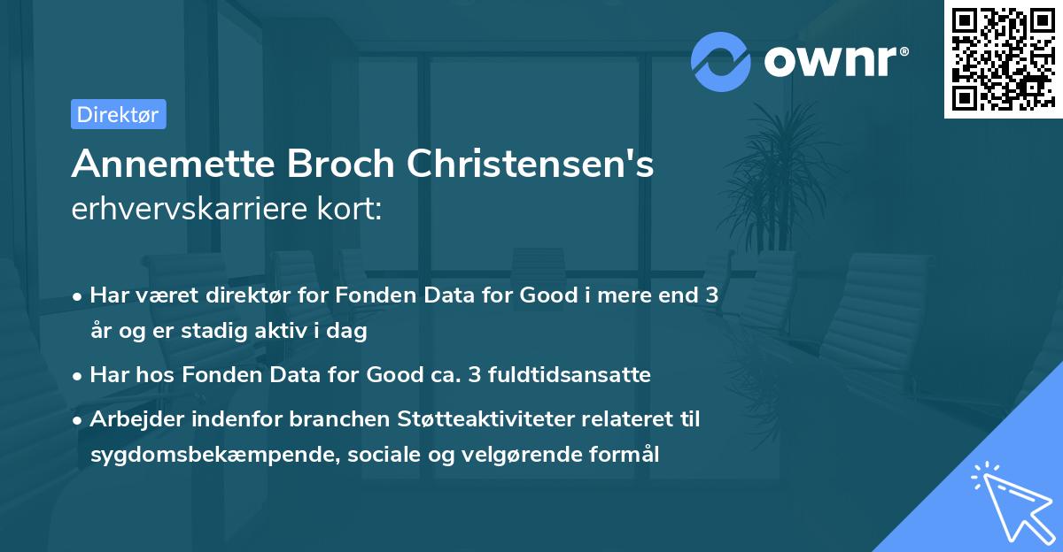 Annemette Broch Christensen's erhvervskarriere kort